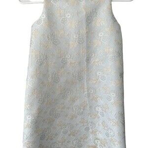 Rachel Zoe Girls Jacquard Dress Pearl Neckline Pastel Blue Floral Size 8